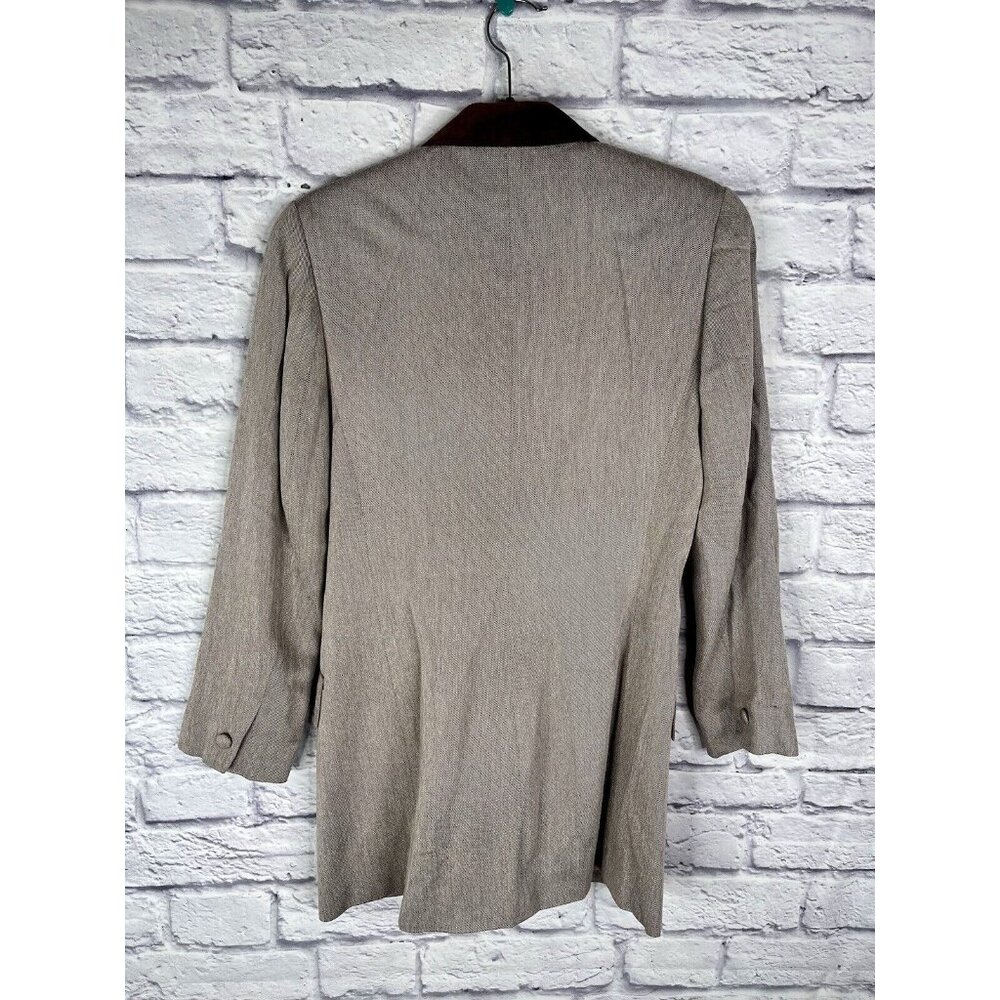 EXPRESS Women's Vintage Heathered Tan Suede Detail Long Blazer NWT XS - Picture 5 of 5